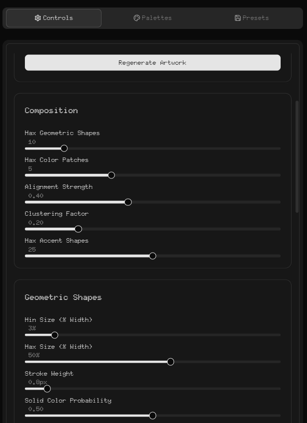Strukt user interface showing controls