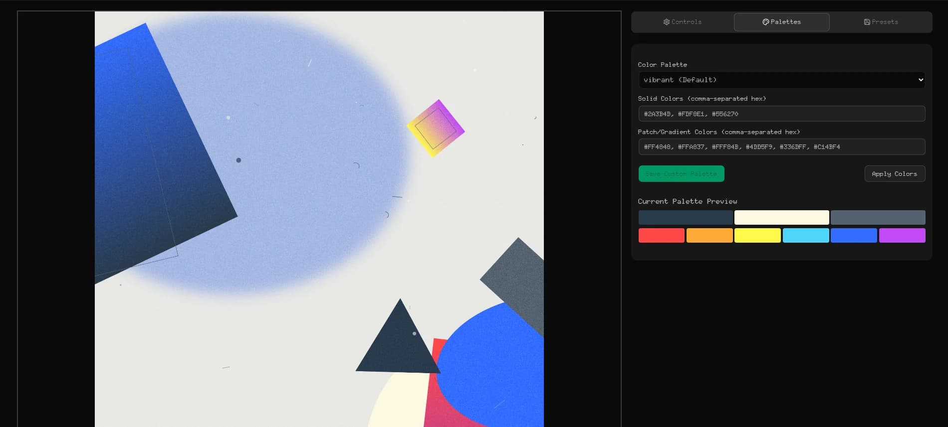 Palette selection tab in Strukt